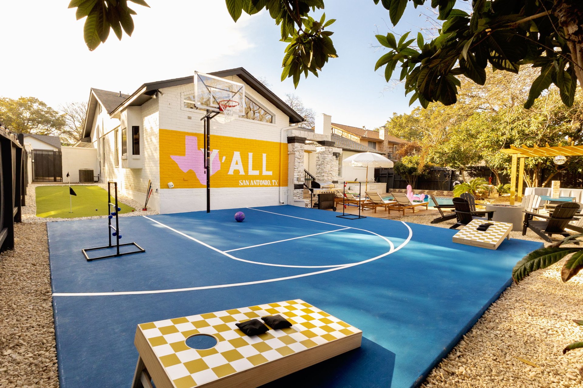 San Antonio Y'ALL backyard basketball court